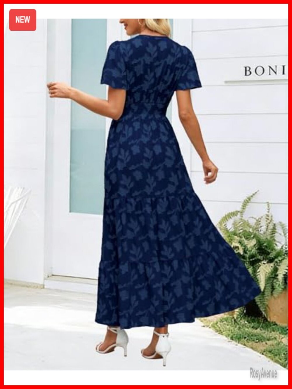 Floral Boho Wrap V Neck Flutter Sleeve Maxi Dress - Picture 4 of 7